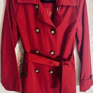 London Fog Trench Coat with Belt Size M Dark Red